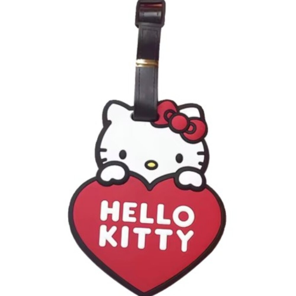 Hello Kitty Luggage Tag Red Heart PVC Bag Tag